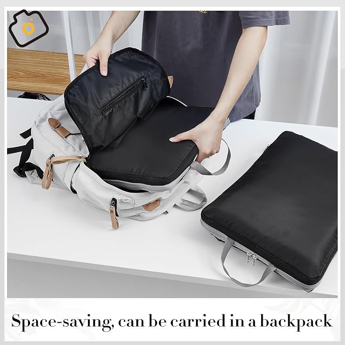 Hosuly 6 Pcs Large Ultralight Compression Packing Cubes for Travel 17.3 x 12.6'' XL Large Expandable Luggage Storage Organizers for Save Space Family Long Trips (Black 01) - Image 7
