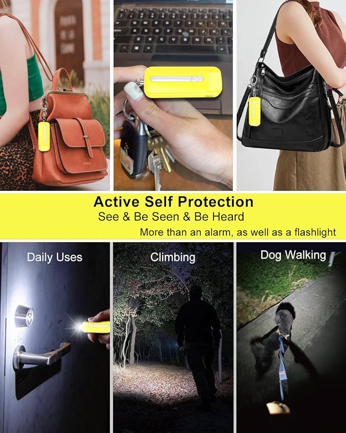 Personal Alarm for Women, Rechargeable with Safety Lights & Low Battery Notice, 130dB Siren with Extra Bright LED Flashlight Strobe Light for Emergency, Dual Light Sources Safety Keychain - Image 5