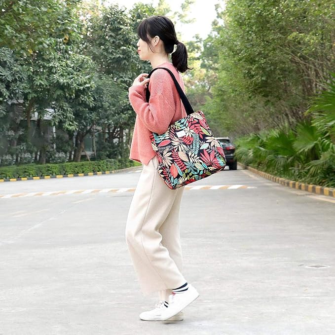 KAMO Floral Tote Bag - Waterproof Lightweight Handbags Travel Shoulder Bag for Hiking Yoga Gym Swimming Travel Beach - Image 2