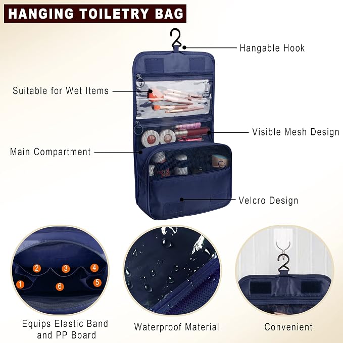 Packing Cubes, 8 Pcs Travel Packing Organizers for Suitcases, Large Capacity Travel Luggage Organizers Set includes 8 Storage Bags, Travel Essentials for Women or Men (Navy Blue) - Image 3