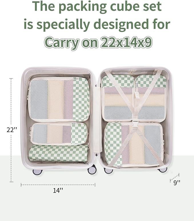 Narwey 6 Set Compression Packing Cubes for Travel Women Men, Travel Cubes for Carry On Suitcase, Durable Compression Luggage Organizer Bags - Image 2