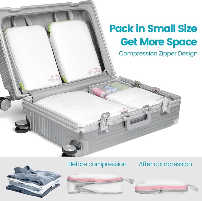 Cambond Compression Packing Cubes for Travel - Luggage Suitcase Organizer | Compression Zip Design for Space-saving, Expandable, Lightweight, Keep Clothes Sorted, Luggage Space Tidy, Carry on Pack Fast - Image 3