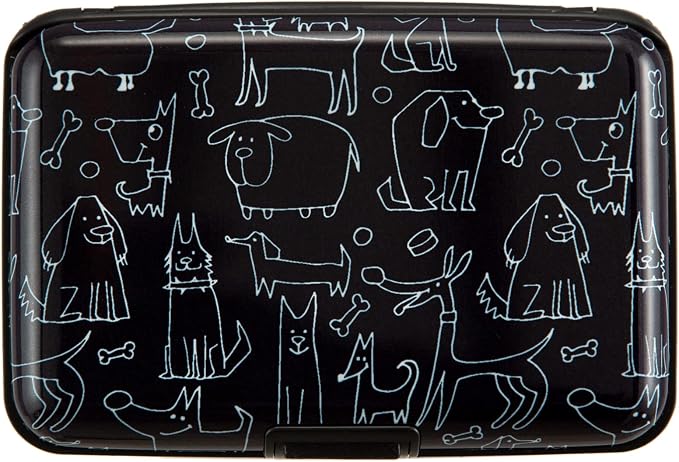Credit Card Holder Wallet for Women Men RFID Blocking Small Metal Business Aluminum Protector Sleeves Slim Mini Cards Case (Black Funny Dogs Collection) by Kaabao