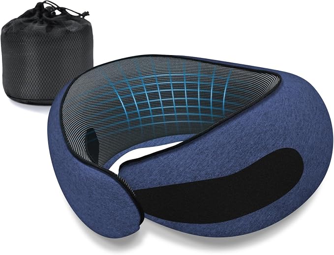 Neck Travel Pillows for Airplanes Memory Foam Neck Comfort Pillow Compact Ergonomic Design Sleeping Essentials for Long Flights Car Rides and Home Use (Blue) by Dujuanus