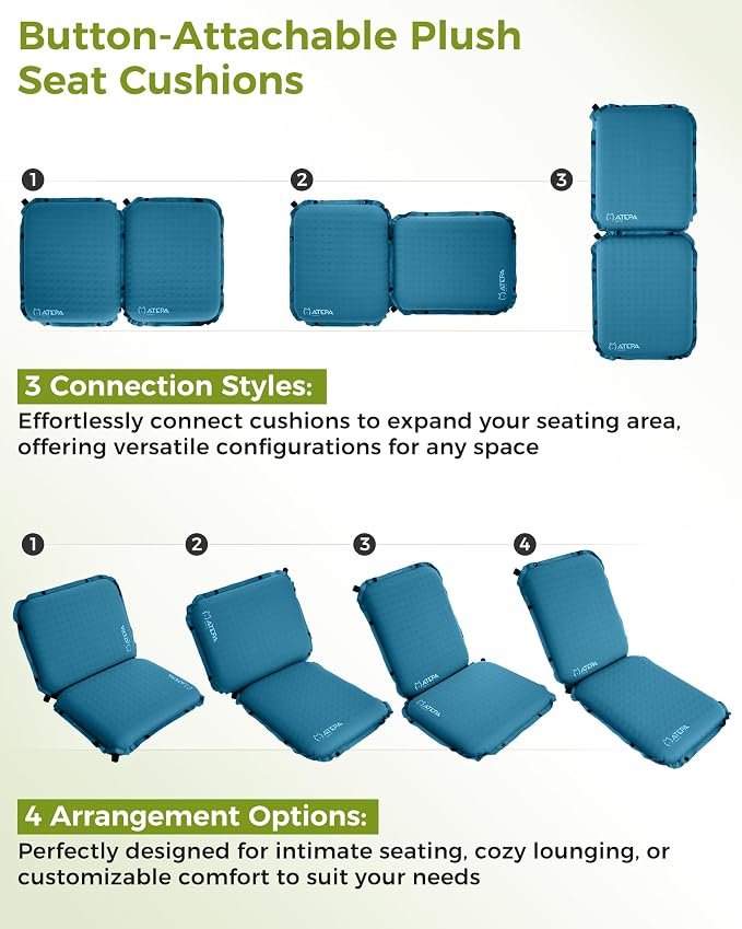 ATEPA Inflatable Seat Cushion | 2" & 2.5" Foam Core Seat Pad, Self Inflating, Compact, Stadium, Airplane, Travel, Camping, Hiking, Sports events - Image 5
