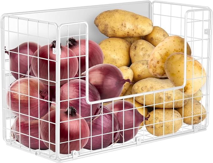 Magnetic Fridge Shelf, Fruit Potato & Onion Storage Bins, Pantry Organizers, Large Container Basket for Refrigerator, Kitchen Counter, Cabinet (1, White) by Ofiray-home
