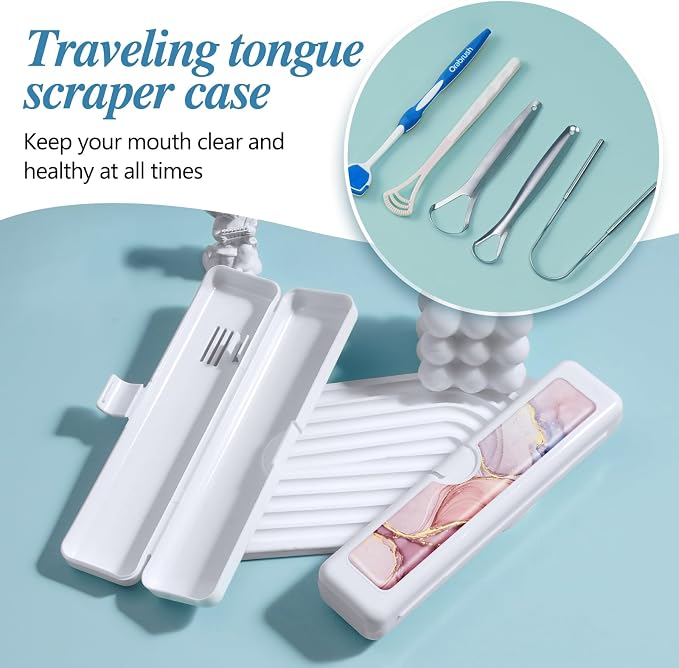 Toothbrush Travel Case - Colorful Pattern, Holder and Covers for Toothbrushes, Includes Tongue Scraper Case - Image 5