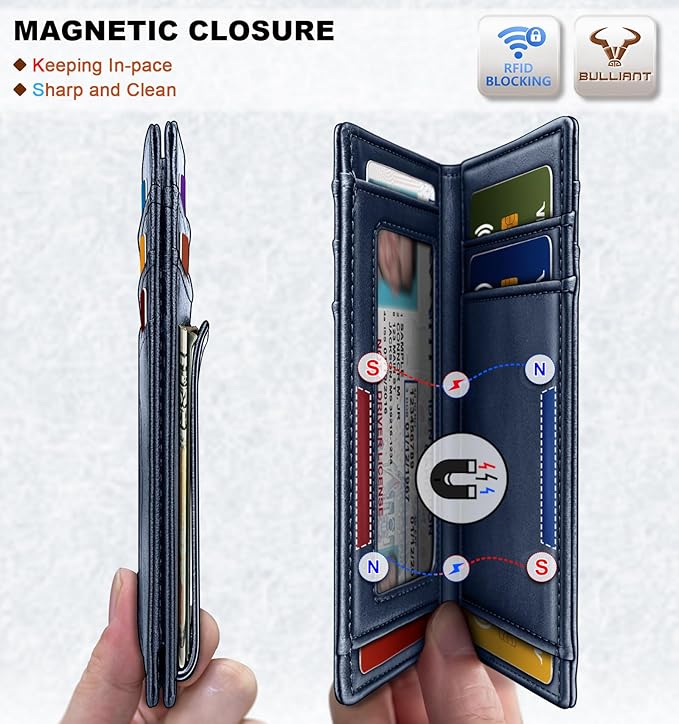 BULLIANT Magnetic Slim Leather Pocket Wallet Money Clip For Men 12Cards | RFID Blocking | Easy Access | Gift Boxed - Image 3