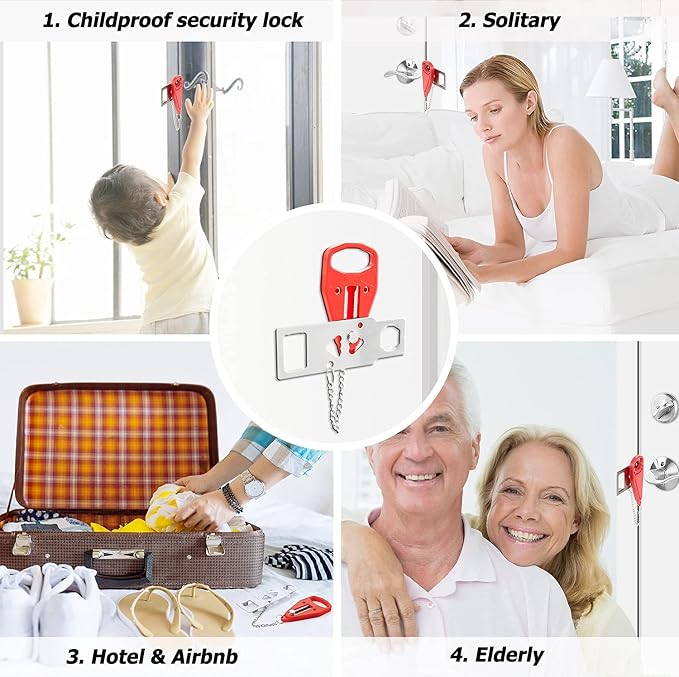 2 Pack Portable Door Lock, Hotel Travel Door Lock Security for Home | Hotel Safety Device for Door Security, Portable Lock for Hotel Room, Apartment, College Dorm and Travel - Image 7