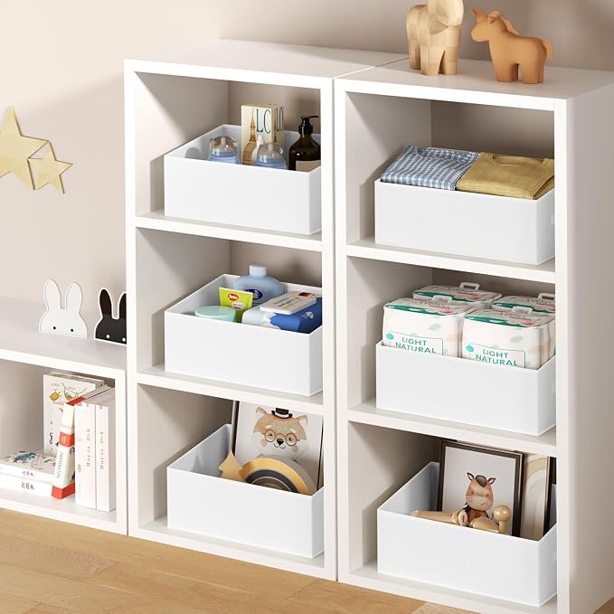 DIMJ Closet Storage Bins 6 Pack - Fabric Storage Baskets for Shelves, Large Clothes Organizers with Handles, Trapezoid Shelf Organization Storage Cubes for Purse, Toys, Books, Towel, Clothes - Image 7