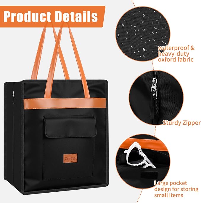 SelfTek Shoe Bags for Travel with Handle, Waterproof Large-Capacity Family Travel Shoe Bag Organizer for Multiple Shoes, Shoe Travel Bags for Packing, Suitable for Luggage Handle (Black) - Image 5