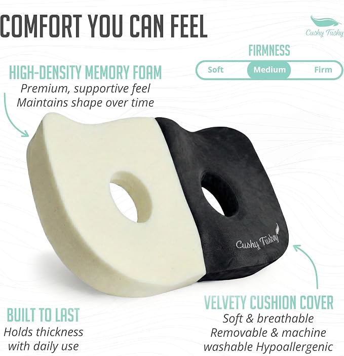 Seat Cushion | Premium Foldable Sit Bone Cushion for Pressure Relief, Hip, Hamstrings & Sciatica Comfort | Butt Pillow | Ergonomic Ischial Tuberosity Support for Home, Office & Driving - Image 3