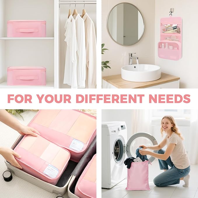 BAGAIL 9 Set Packing Cubes with Packing List Luggage Packing Organizers for Travel Accessories (Pink) - Image 9
