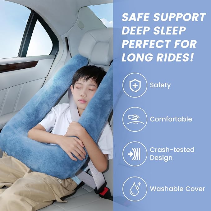 Keemall Inflatable Car Pillow for Kids & Adults, Neck & Body Pain Relief | Compact Ergonomic Car Seat Sleep Pillow, Adjustable Head & Shoulder Support, Ideal for Families, Road Trips & Journeys - Image 3