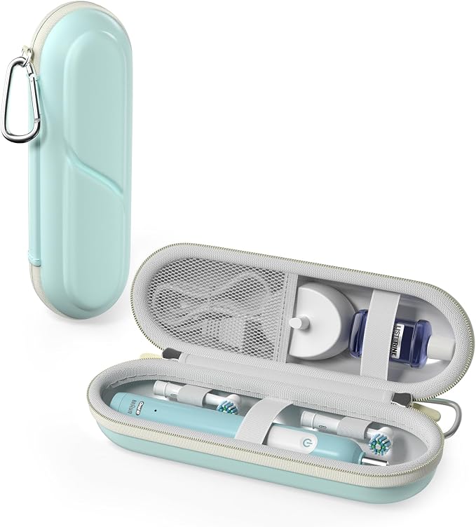 ProCase Toothbrush Travel Case for Oral-B/Oral-B Pro 1000 1500 5000 7000 7500 6000 9600/Philips Sonicare 4100 5100 1100 6100 5300 Oral-B iO Electric Toothbrush Portable Hard Container -Iceblue by ProCase