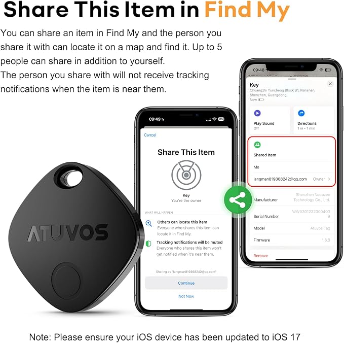 ATUVOS Air Tracker Tag-1 Pack, Bluetooth Luggage Tracker Works with Apple Find My APP (iOS Only, Not for Android), Keys Finder and Item Locator for Luggage, Backpack, Suitcases, Replaceable Battery - Image 7