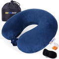 SAIREIDER Travel Pillow 100% Memory Foam Airplanes Neck Pillows -Prevent The Heads from Falling Forward Travel Neck Pillows with Sleep Mask and Earplugs (Navy Blue) by SAIREIDER