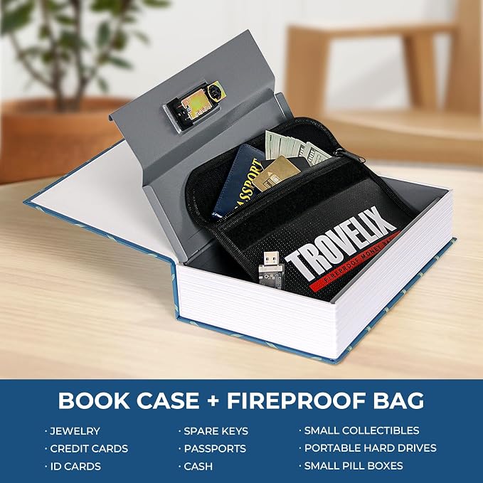 Book Safe with Combination Lock, Hidden Safe (9.5 x 6.2 x 2.2 Inch) with Fireproof Bag, Secret Diversion Safe, Hollow Book Box Hidden Storage, Money Safe Box for Cash (COOK) - Image 3