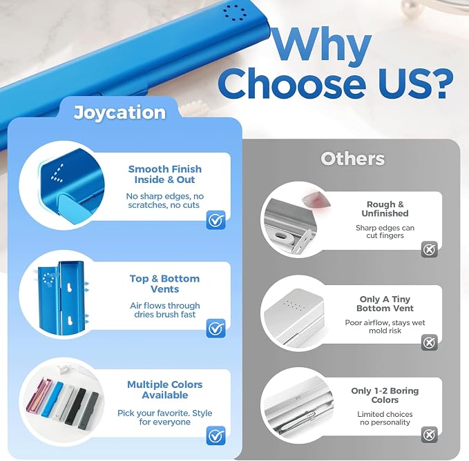 Toothbrush Travel Case Aluminum, Portable Toothbrush Holders Travel, Manual Toothbrush Case Container for Traveling, Bathroom, Camping, Business Trip-1Pack Blue - Image 5