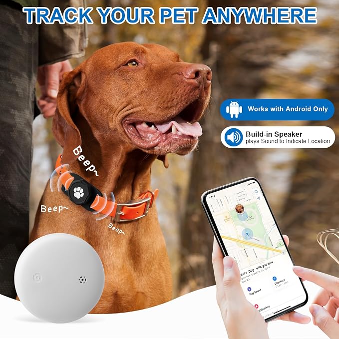 Smart Pet Tracker for Collar - Dog Tracker Pet Location Tracker with Holder | Real-Time Location, No Monthly Fee/ SIM Card, Work with Android Only (Not for IOS), Ultra-Slim, IP68 Waterproof Holder, Black - Image 2