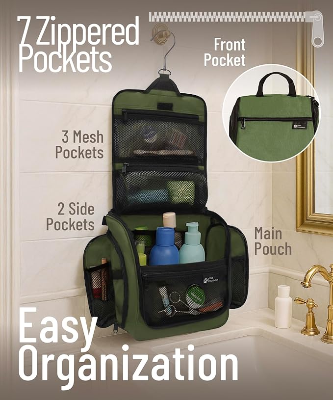 D&D Wanderlust D&D Hanging Travel Toiletry Bag for Men and Women – Cosmetics, Makeup and Toiletries Organizer Kit with 10 Compartments - Image 3