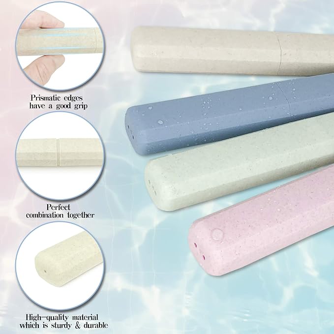 Mulbozy 4 Packs Portable Travel Toothbrush Case, Breathable Plastic Toothbrush Holder for Home, Travel, Business, Camping, School - Image 3