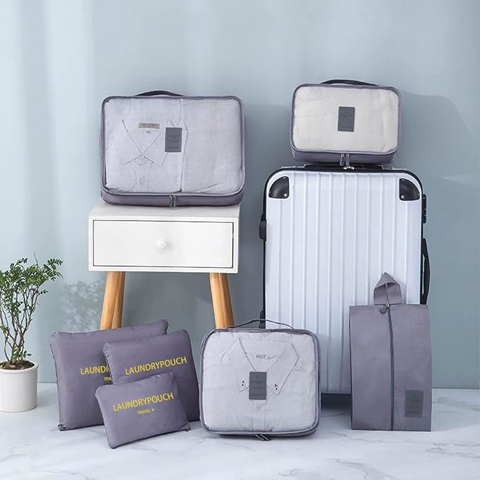 INVODA 7 Set Packing Cubes for Suitcases Travel Essentials for Carry on Luggage Organizer Bags Set for Travel Accessories Luggage Cubes (Grey) - Image 6