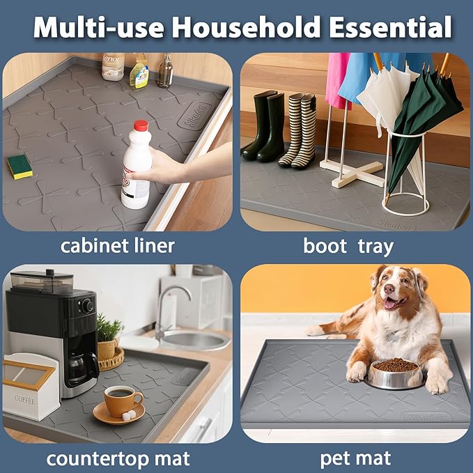 Waterproof Under Sink Mat 40" x 22" Silicone Mat Cabinet Protector | Heavy Duty Deep Drip Tray, Extra Thick Non Slip Liner for Kitchen & Bathroom, Pets, Organizer, Storage, Boots, Home Essential - Image 7