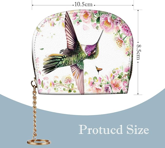 Women's Slim RFID Wallet – Compact Leather Card Holder Wallet for Women, 9 Card Slots RFID Blocking Credit Card Organizer, Small Travel Wallet - Hummingbird and Flowers - Image 2