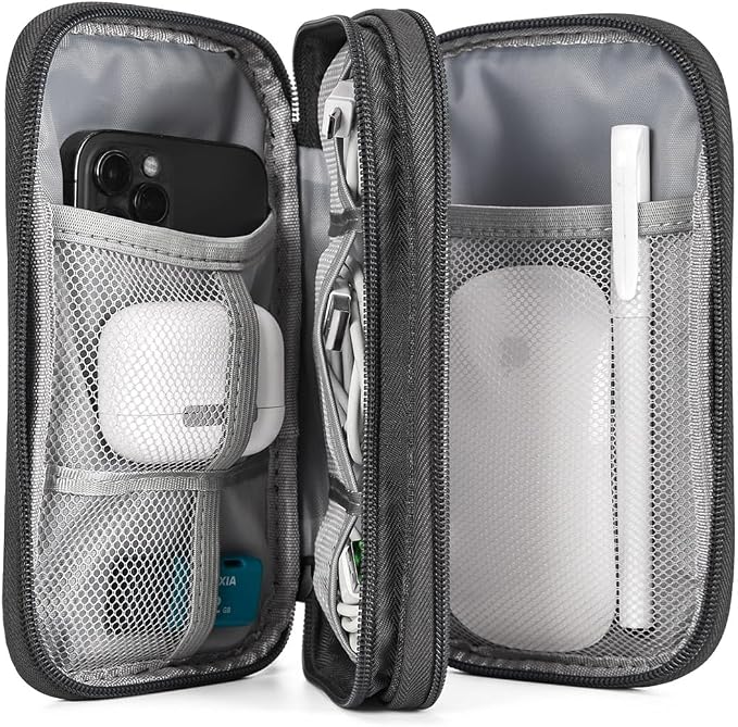 CAAORDKSO Cord Organizer Travel, Electronic Organizer Travel Case, Cable Organizer Bag Tech Pouch Accessories Case, Travel Essentials for Cable, Charger, Phone, Power Bank, Earphone (Dark Gray, Large) - Image 4