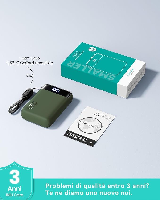 INIU Portable Charger, Smallest 20000mAh 22.5W Fast Charging Power Bank | USB-C Cable, Flight-Safe, Travel Essentials, Flashlight, Battery Pack for iPhone 17 Samsung Xiaomi Google, Mini Size, Green - Image 8