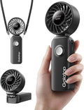 Gaiatop Portable Handheld Fan, Quiet 3 IN 1 Neck/Desk/Hand Fan | Max 18 Working Hours, 5 Speed Rechargeable Battery, Cooling for Travel, Beach, Women/Men Outdoor Activities Gifts Black by GAIATOP