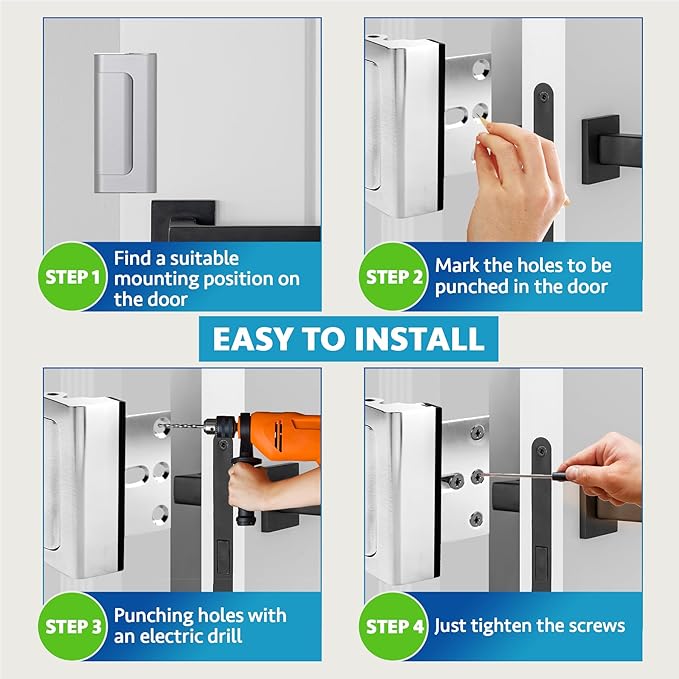 Door Reinforcement Lock (2-Pack) - DIY Nickel Home Security Door Lock for Front Door - Security Locks for Doors Inside | Child Proof Door Lock for Kids Safety - Withstand 800 LB of Force - Image 5