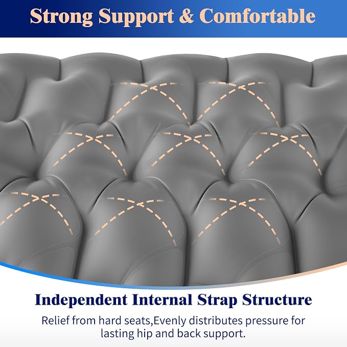 HiiPeak Inflatable Seat Cushion, Lightweight Compact Stadium Seat Pad Camping Air Seat Cushion By Hand Inflation for Bleachers Backpacking Hiking Airplane Office Car Sports Events Concert - Image 4