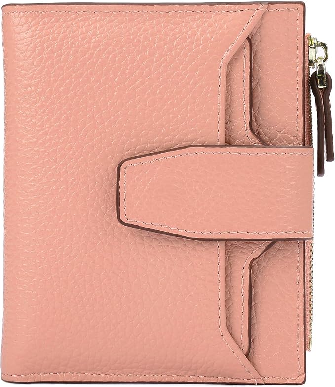 Women's RFID Blocking Leather Small Compact Bi-fold Zipper Pocket Wallet Card Case Purse with id Window by AINIMOER