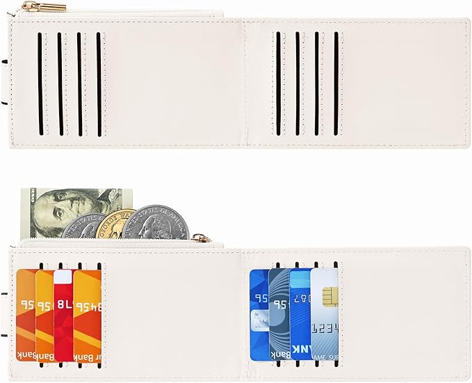 Chelmon Women's RFID Slim Card Holder Wallet | Thin Bifold Multi Card Case with Zipper Coin Pocket Purse for Women(Beige) - Image 5