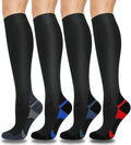 Aoliks Compression Socks for Women and Men 4 Pairs, Mild Support | Long Knee High Stockings for Nurses Running Travel Flying Pregnancy Athletic 15-20 mmHg by Aoliks