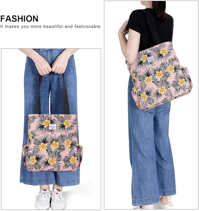 KAMO Floral Tote Bag - Waterproof Lightweight Handbags Travel Shoulder Bag for Hiking Yoga Gym Swimming Travel Beach - Image 7