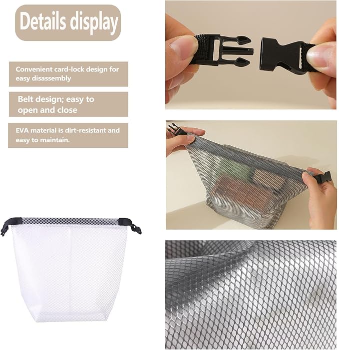 Cosmetic storage bag with dry and wet separation, wash bag, hand-held bag, portable storage bag, simple style,suitable for travel, fitness, swimming, outdoor rafting (White, 7.1in*6.3in*9.4in) - Image 8