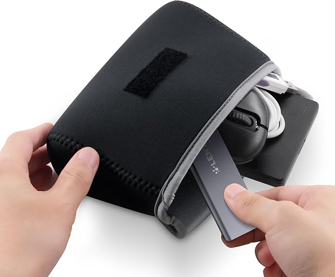 LENTION Medium Gray Travel Electronic Organizer Pouch with Hook-and-Loop | Compact Tech Storage Fits Adapter, Mice, Charger, Power Bank & Cable to Keep Daily Travel Accessories Neatly Sorted - Image 9