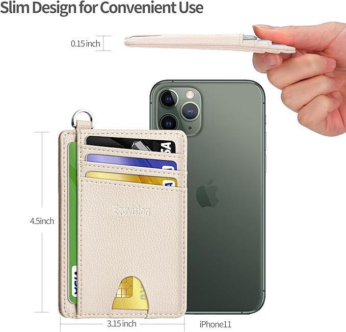 Slim Minimalist Front Pocket Wallet, RFID Blocking Credit Card Holder Wallet with Detachable D-Shackle for Men Women - Image 7