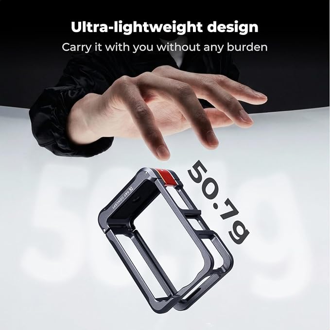 K&F CONCEPT Ultra Lightweight Cage for DJI Osmo Action 6 Camera Accessories | Aluminum Alloy Camera Cage with Wrist Strap, Cold Shoe Mount Expansion Protective Frame 1/4" Screw Interface for Tripod,AC129 - Image 4