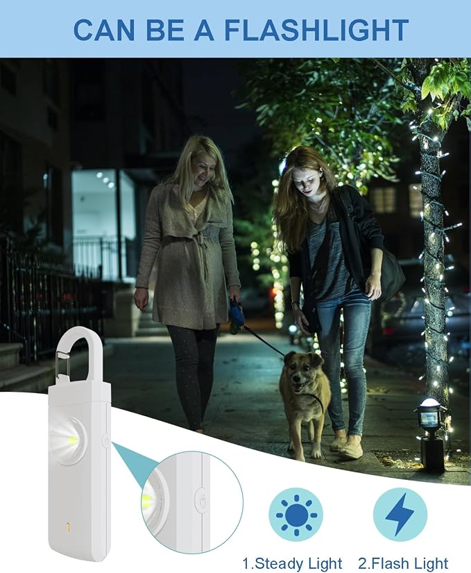 Rechargeable Personal Safety Alarm for Women, Loud Siren Birdie Sound, Strobe SOS LED Light, USB Charging, Be Safe with Personal Alarm Self Defense Keychain for Wife, Daughter, Student, White - Image 4