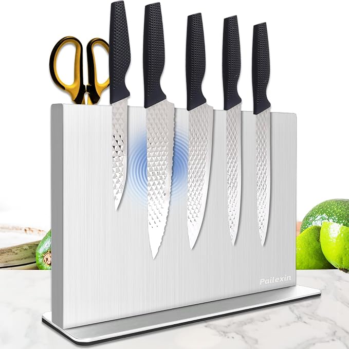 Magnetic Knife Block Without Knives—Stainless Steel Double-Sided Magnetic Knife Holder Stand with Strong Magnets, Knife Storage Organizer for Kitchen Counter top by Unknown