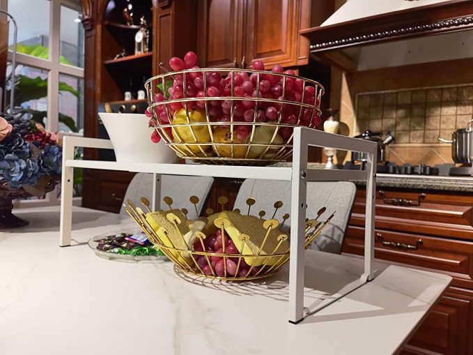 Expandable Cabinet Shelf Organizer 16-26" L Stackable Kitchen Counter Shelf Rack Stand Sink Riser Countertop Storage White (Wide 10.6”D) - Image 7