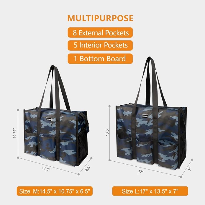 TOPDesign Utility Water Resistant Tote Bag with 13 Pockets, Top Zipper Closure & Thick Bottom Support, for Working Women - Image 2
