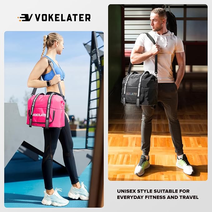 Sport Gym Bag for Women, Carry on Tote Personal Item Bag with Shoes Compartment, Travel Duffle Bag for Girl, Lightweight Overnight Luggage Bag for Travel, Airplanes, Sports - Hot Pink - Image 2