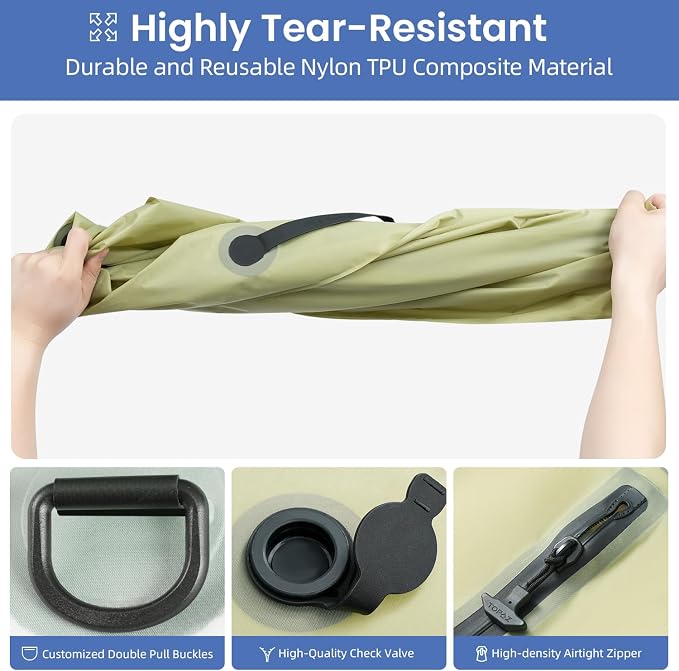 BAGAIL TPU Vacuum Bag for Travel, Reusable Compression Bag with IPX8 Waterproof Zipper, Save Space for Suitcase, Backpack and Carry on (Beige, ExtraLarge, No Pump) - Image 7