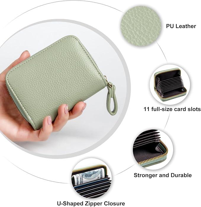 Credit Card Wallet, RFID Card Case Wallet, Zipper Card Cases Holder for Men Women, RFID Blocking, KeyChain Wallet, Compact Size Card Organizer Case for Women - Image 5