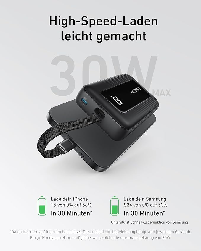 Anker Zolo Power Bank,20,000mAh 30W Portable Charger with Built-in USB-C | High-Speed Portable Charger for iPhone 17 / 16 / 15 Series, Galaxy, and More - Image 4